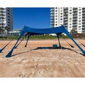 Beach Tent, Camping Sun Shelter UPF50+ with 8 Sandbags, Sand Shovels